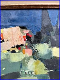 Original Abstract Landscape Oil Painting, Framed, 1950's Style Nicolas de Staël