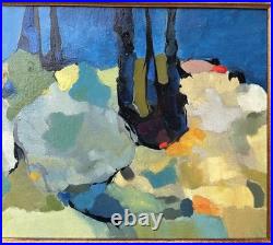 Original Abstract Landscape Oil Painting, Framed, 1950's Style Nicolas de Staël