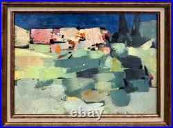 Original Abstract Landscape Oil Painting, Framed, 1950's Style Nicolas de Staël