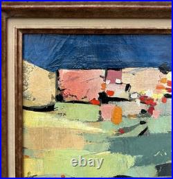 Original Abstract Landscape Oil Painting, Framed, 1950's Style Nicolas de Staël