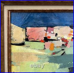 Original Abstract Landscape Oil Painting, Framed, 1950's Style Nicolas de Staël
