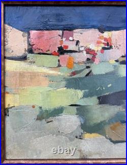 Original Abstract Landscape Oil Painting, Framed, 1950's Style Nicolas de Staël