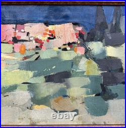 Original Abstract Landscape Oil Painting, Framed, 1950's Style Nicolas de Staël