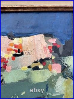 Original Abstract Landscape Oil Painting, Framed, 1950's Style Nicolas de Staël