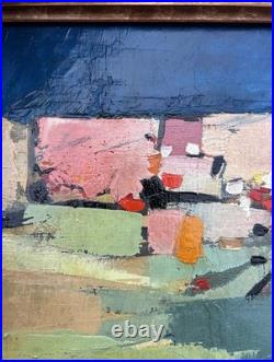 Original Abstract Landscape Oil Painting, Framed, 1950's Style Nicolas de Staël