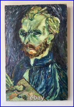 Original Expressive Oil Painting Portrait on Canvas Van Gogh Style 27 x 41 cm