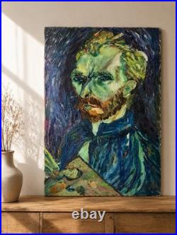 Original Expressive Oil Painting Portrait on Canvas Van Gogh Style 27 x 41 cm