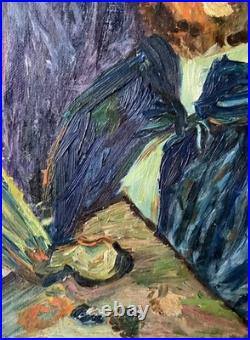 Original Expressive Oil Painting Portrait on Canvas Van Gogh Style 27 x 41 cm
