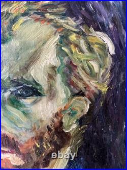 Original Expressive Oil Painting Portrait on Canvas Van Gogh Style 27 x 41 cm
