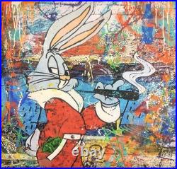 Ouvre De Caspa Street Art Pop Art Signé CA Sur Toile 100x100cm Ouvre De Caspa Street Art Pop Art Signé CA Sur Toile 100x100cm