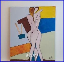 Ouvre originale signée aljack Abstraction figurative érotique Acrylique