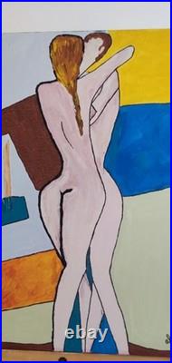 Ouvre originale signée aljack Abstraction figurative érotique Acrylique