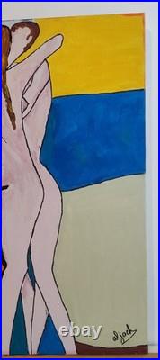 Ouvre originale signée aljack Abstraction figurative érotique Acrylique