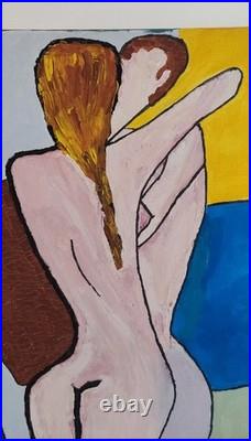 Ouvre originale signée aljack Abstraction figurative érotique Acrylique