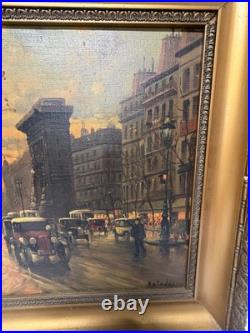 PARIS en 1900. Peinture sur toile par Baladés