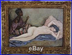 PAUL-EMILE BECAT Odalisque Nu orientaliste Rare huile sur toile signée encadré