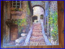 PEINTURE A L HUILE SUR TOILE 8 FIG / 46par38 / GERARD LESAGE / VIEILLE RUE