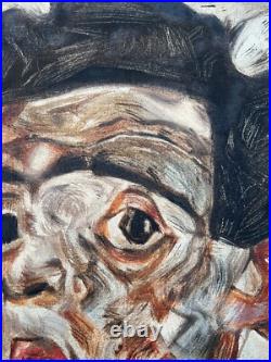 PEINTURE HUILE SUR TOILE EGON SCHIELE signée et estampillée vintage art 20 x