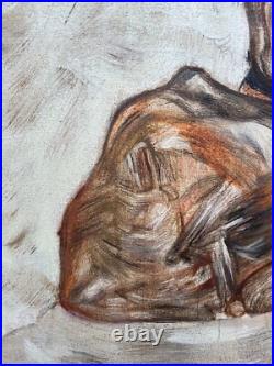PEINTURE HUILE SUR TOILE EGON SCHIELE signée et estampillée vintage art 20 x