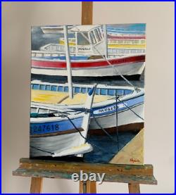 POINTUS à Marseille. Tableau peinture huile marine signé J Lajoinie