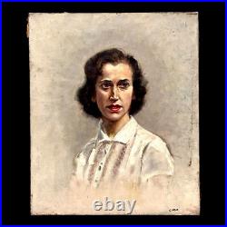 PORTRAIT TABLEAU PEINTURE Huile sur toile signée KIRK XXème F10 55cmX46cm