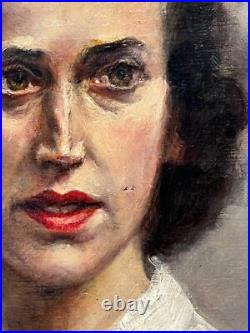 PORTRAIT TABLEAU PEINTURE Huile sur toile signée KIRK XXème F10 55cmX46cm