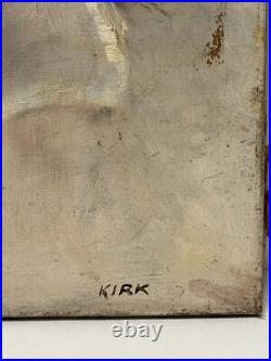 PORTRAIT TABLEAU PEINTURE Huile sur toile signée KIRK XXème F10 55cmX46cm