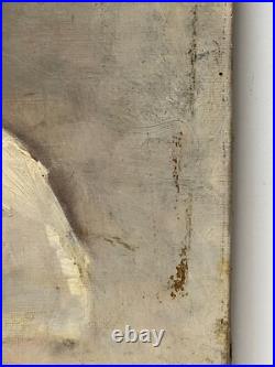 PORTRAIT TABLEAU PEINTURE Huile sur toile signée KIRK XXème F10 55cmX46cm