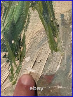 Painting Peinture 1950 Huile Sur Toile Expressioniste Fleur Bouquet Lagrue Art