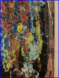 Painting Peinture Huile Sur Carton Abstrait A Identifier Abstraction 1960 Ancien