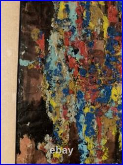 Painting Peinture Huile Sur Carton Abstrait A Identifier Abstraction 1960 Ancien