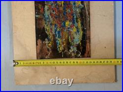 Painting Peinture Huile Sur Carton Abstrait A Identifier Abstraction 1960 Ancien