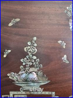 Paire de tableaux incrustations nacre XIX sur bois Mother of Pearl Indochine