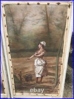 Paravent peinture sur toile chaq panneau fond 50x27 de toile