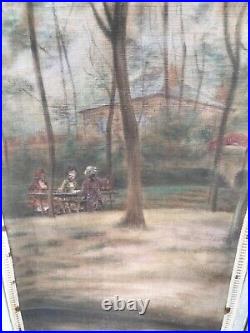 Paravent peinture sur toile chaq panneau fond 50x27 de toile