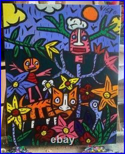 Pardis Chat -peinture Art Brut Sur Toile 50x 40 CM De 2025 Du Peintre Visto