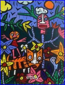 Pardis Chat -peinture Art Brut Sur Toile 50x 40 CM De 2025 Du Peintre Visto Pardis Chat -peinture Art Brut Sur Toile 50x 40 CM De 2025 Du Peintre Visto