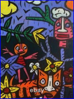 Pardis Chat -peinture Art Brut Sur Toile 50x 40 CM De 2025 Du Peintre Visto