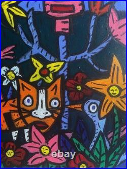 Pardis Chat -peinture Art Brut Sur Toile 50x 40 CM De 2025 Du Peintre Visto