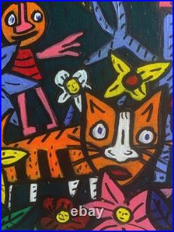 Pardis Chat -peinture Art Brut Sur Toile 50x 40 CM De 2025 Du Peintre Visto