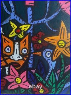 Pardis Chat -peinture Art Brut Sur Toile 50x 40 CM De 2025 Du Peintre Visto