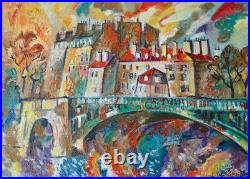 Paris, pont Notre Dame Huile sur toile, Yuri Denissov, école fauviste, 33x46