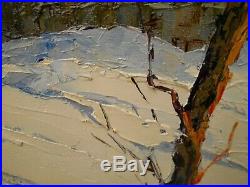 Paul Corbet. Chalets enneigés, les aiguilles de Chamonix. HsT. Cadre 66x117 cm