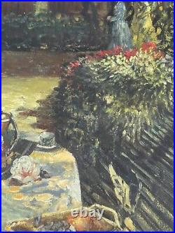 Paul Flaubert (1928-1994) Huile sur toile Signée Déjeuner au jardin XX