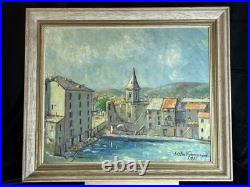 Paul Giovannoni Huile Sur Toile Corse Village Portuaire Datée 1971