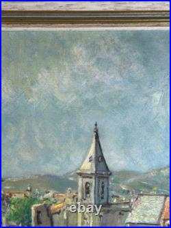 Paul Giovannoni Huile Sur Toile Corse Village Portuaire Datée 1971