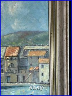 Paul Giovannoni Huile Sur Toile Corse Village Portuaire Datée 1971
