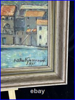 Paul Giovannoni Huile Sur Toile Corse Village Portuaire Datée 1971