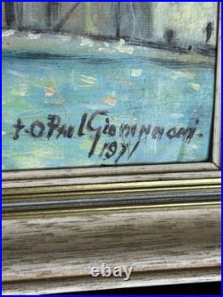 Paul Giovannoni Huile Sur Toile Corse Village Portuaire Datée 1971