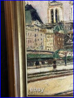 Paul Petit Huile Toile Notre Dame de Paris Quais de Seine École de Paris